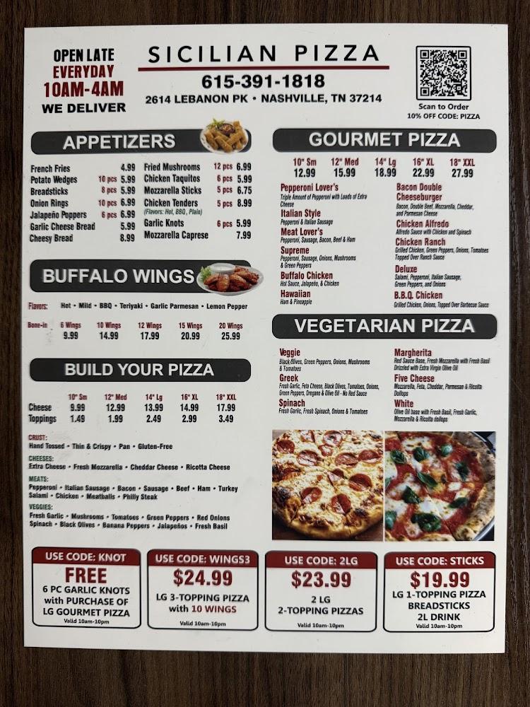 Sicilian Pizza Airport Menu image 1